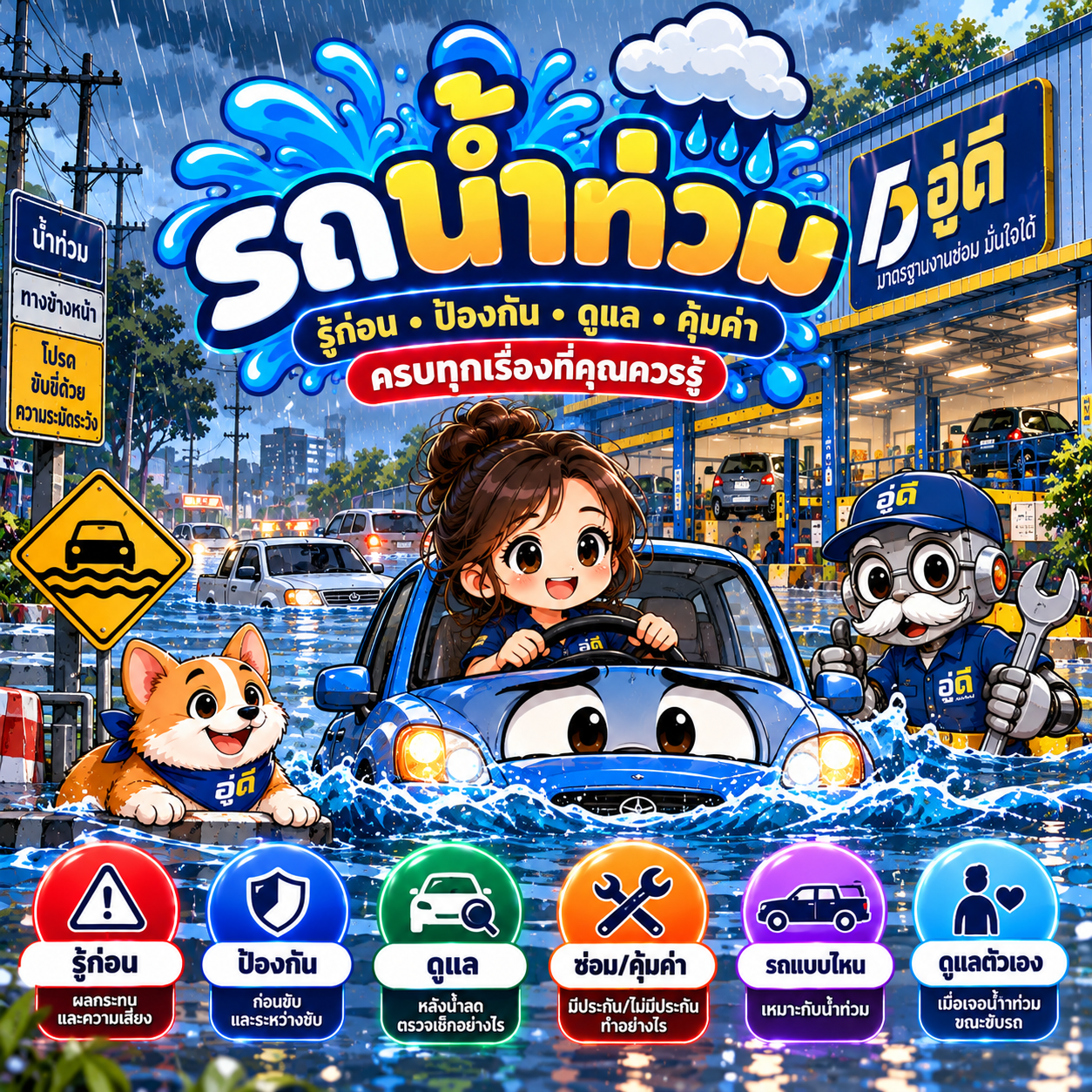 อินโฟกราฟิก แนะนำบริการสำหรับรถน้ำท่วม – รถตกน้ำ